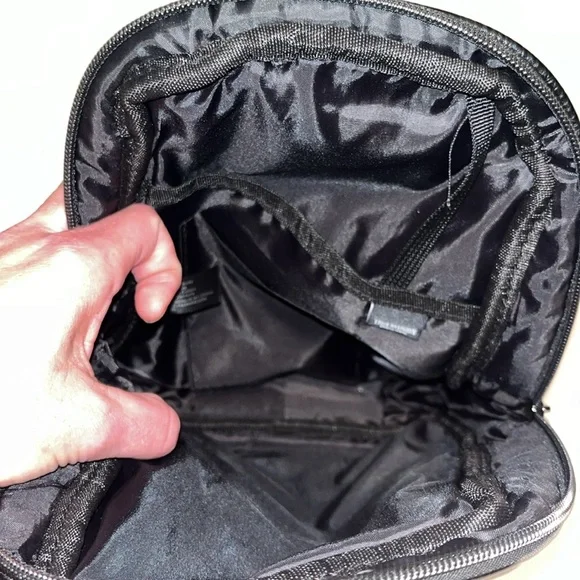 True Religion small black leather backpack with branded canvas strap EUC - Picture 5 of 8